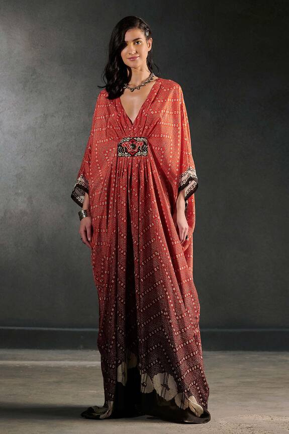 Rajdeep Ranawat Imama Silk Bandhani Print Kaftan 