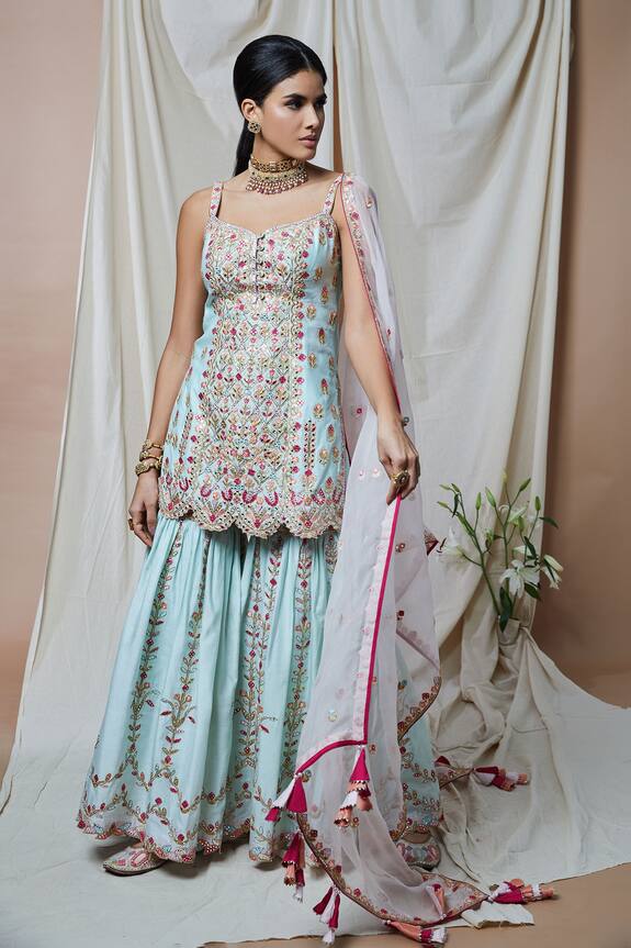 Tamanna Punjabi Kapoor Chanderi Embroidered Kurta Gharara Set