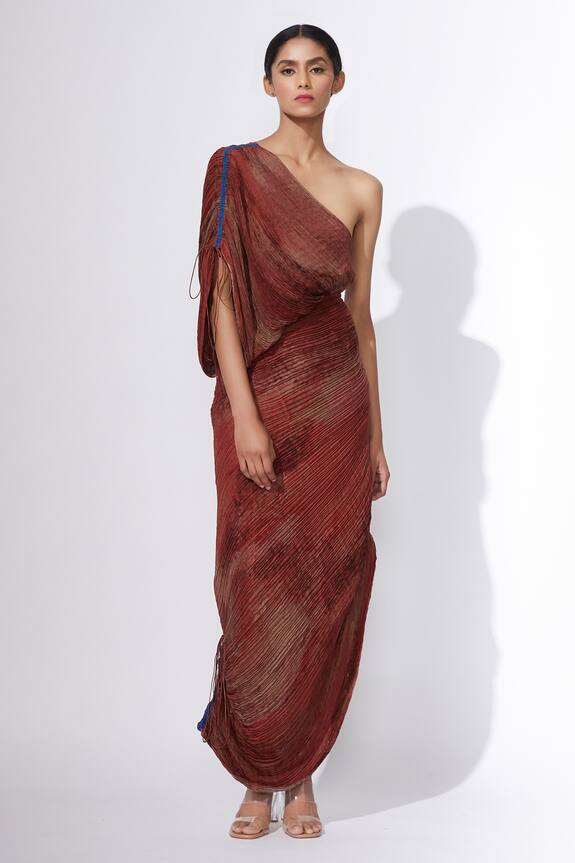 Saaksha & Kinni Hand Micro Pleated One Shoulder Dress