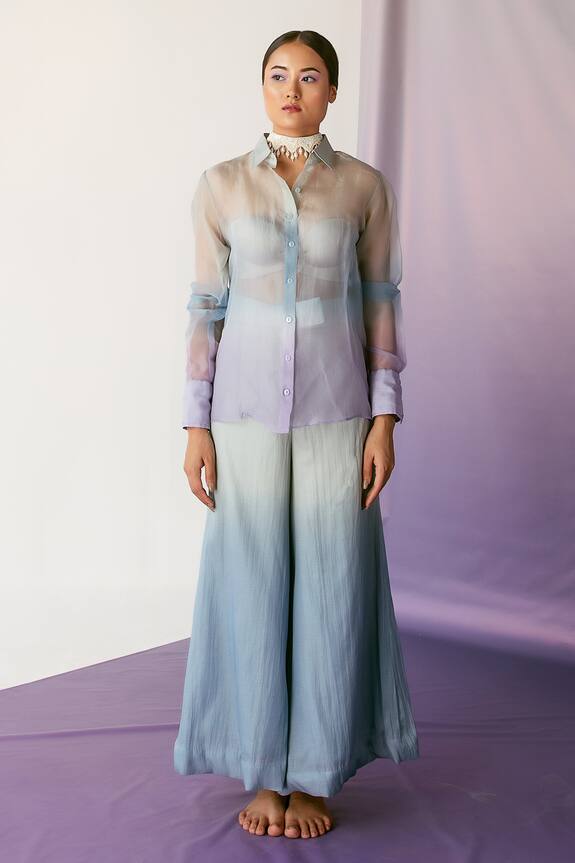 FEBo6 Ombre Sheer Organza Shirt