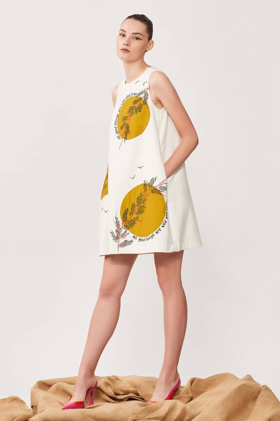 Shahin Mannan Moon Branch Embroidered Dress