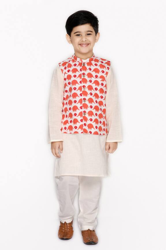Saka Designs Printed Bundi Kurta Set
