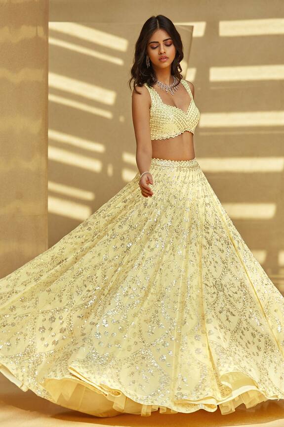 Seema Gujral Tiered Lehenga Set