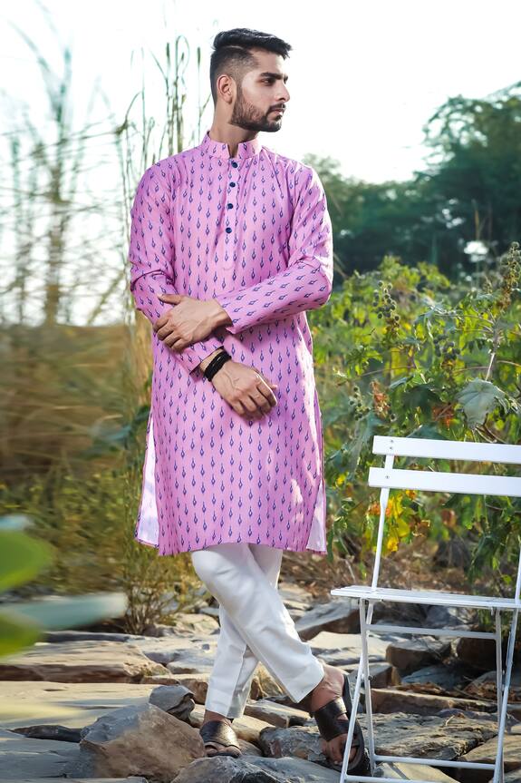 Eleven Brothers Printed Linen Kurta & Pant Set