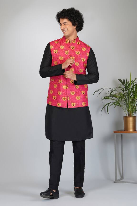 Eleven Brothers Leapord Print Bundi & Kurta Set