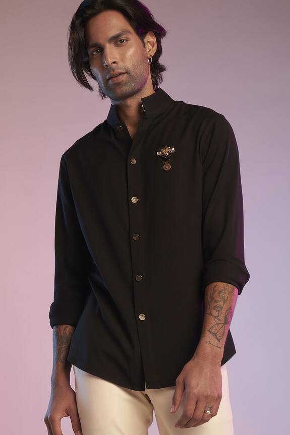 S&N by Shantnu Nikhil Nehruvian Collar Shirt