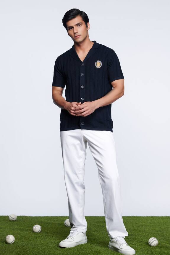 S&N by Shantnu Nikhil Placement Crest Embroidered Shirt