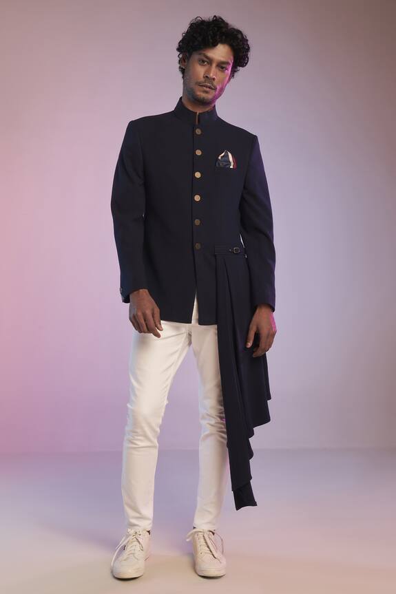 S&N by Shantnu Nikhil Draped Bandhgala