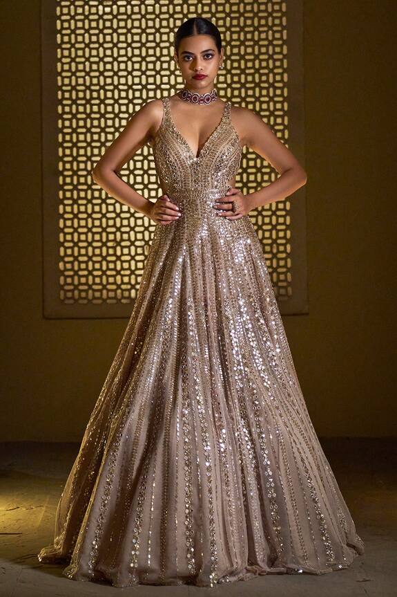 Seema Gujral Sequin Embellished Gown