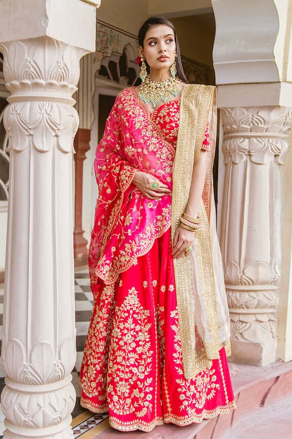 Surbhi shah Silk Floral Embroidered Lehenga Set