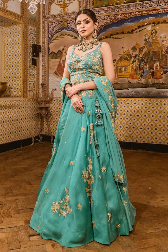Surbhi shah Resham Floral Embroidered Lehenga Set