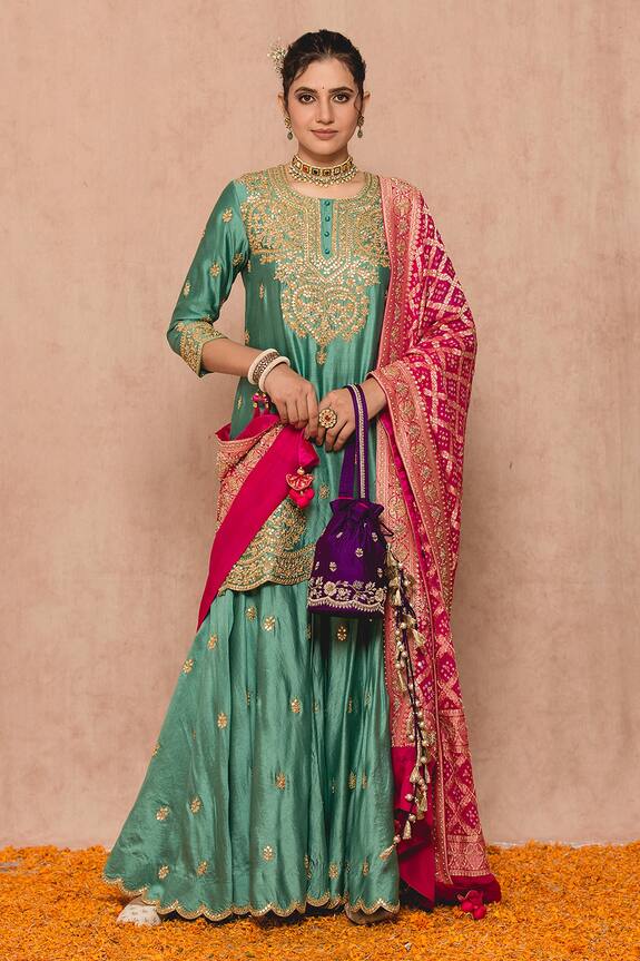 Surbhi shah Floral Gota Work Kurta Sharara Set