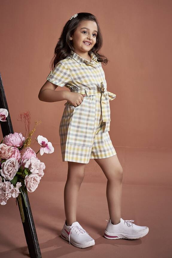 Little Luxury Cotton Checkered Playsuit