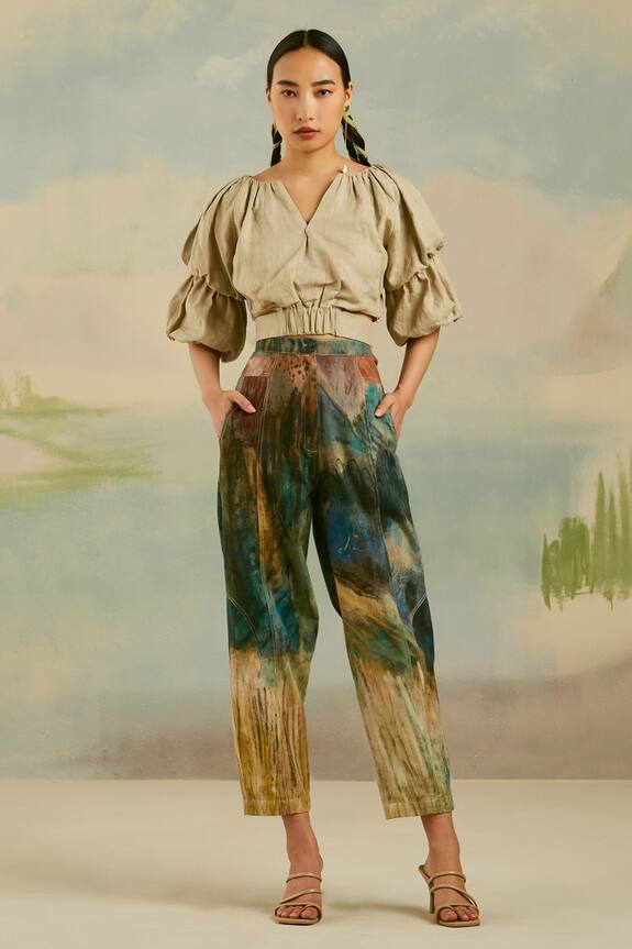Cord Printed Straight Fit Pants