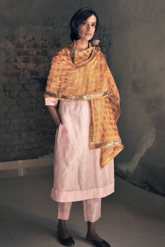 Shorshe Clothing Handwoven Tissue Striped Dupatta