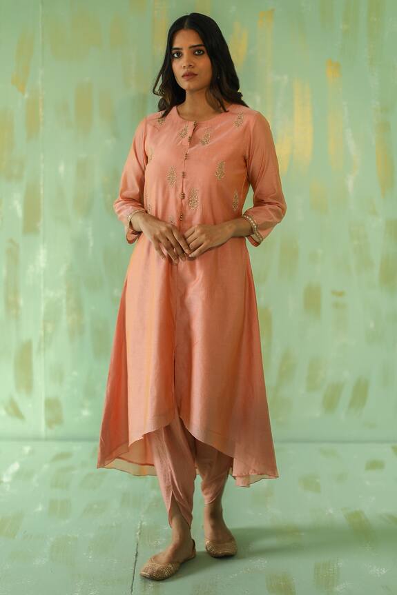 Tabeer Mughal Embroidered Kurta & Dhoti Pant Set