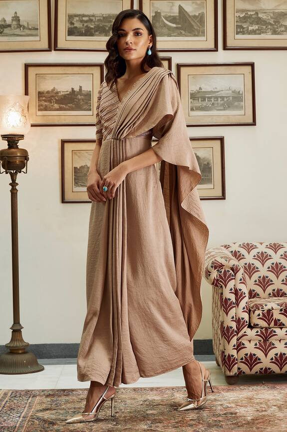 Twinkle Hanspal Embroidered Silk Saree Gown