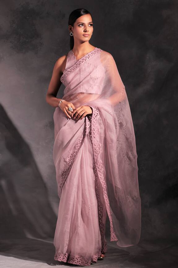 Charkhee Organza Embellished Saree with Blouse