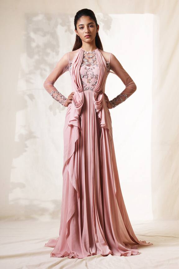 Vivek Patel Embroidered Draped Gown