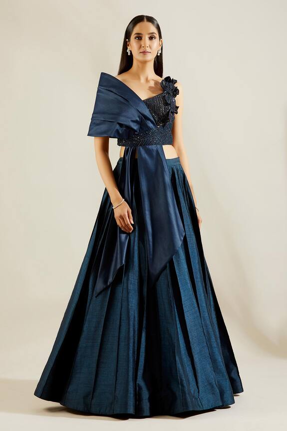 Adaara Couture Embellished One Shoulder Lehenga Set