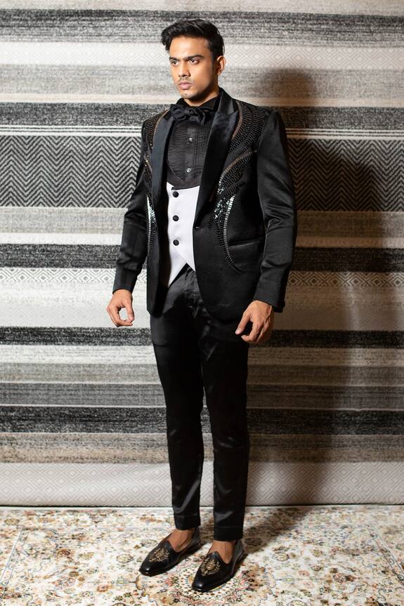 YAJY by Aditya Jain Embroidered Tuxedo Set