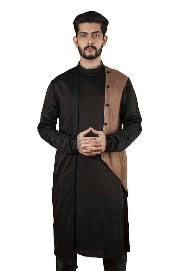 YAJY by Aditya Jain Silk Asymmetric Kurta Set