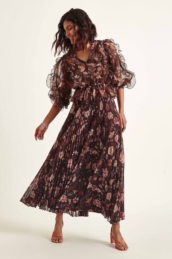 Pankaj & Nidhi Yolanthe Pleated Skirt