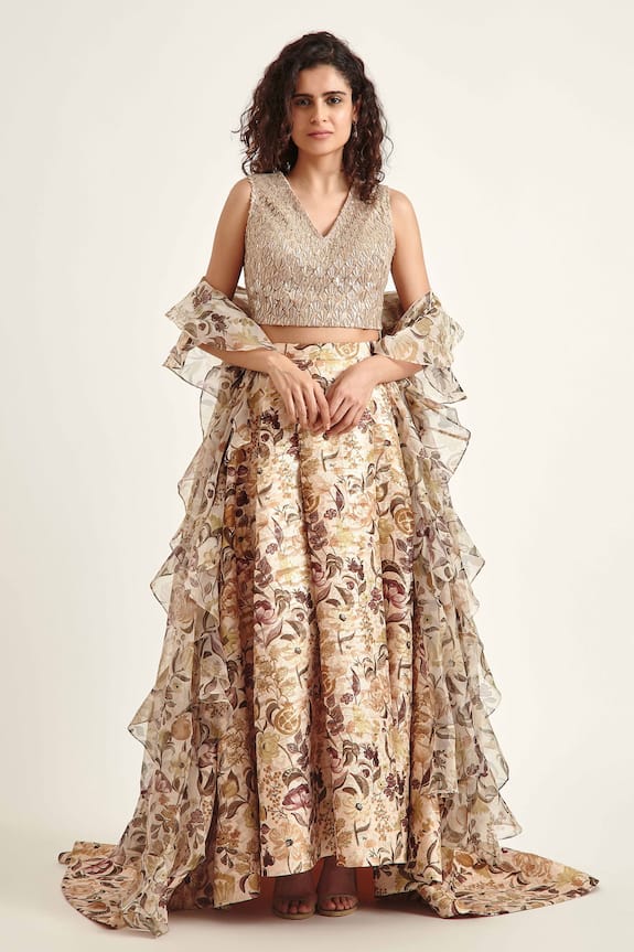 Pankaj & Nidhi Yolanthe Floral Print Lehenga Set