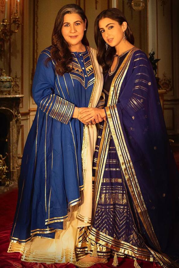 Gulabo by Abu Sandeep Blue Cotton Asymmetric Kalidar Kurta 0