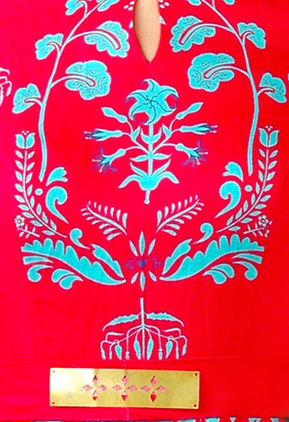 Soup by Sougat Paul Red Linen Floral Print Maxi Dress 3