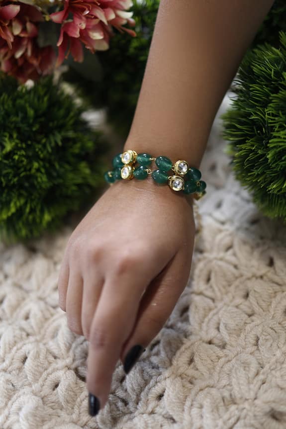 Murano Glass Bead Bracelet With Charm Leather Band Sage Green Made In  Italy  My Italian Decor