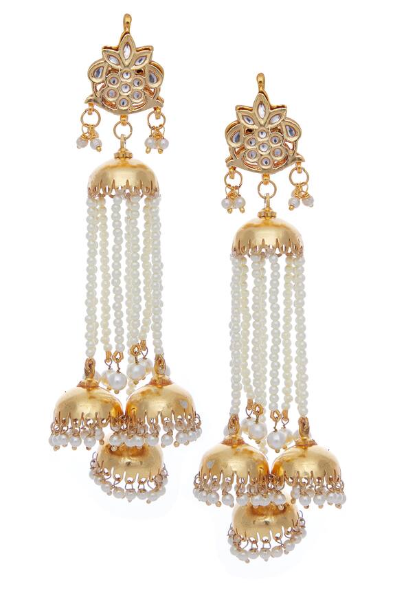 Shop_Just Shradha's_Pearl Jhumka Dangling Earrings_at_Aza_Fashions