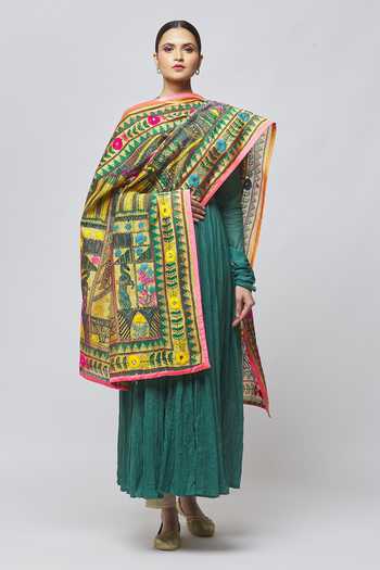 Buy Samyukta Singhania Multi Color Cotton Silk Peacock And Floral ...