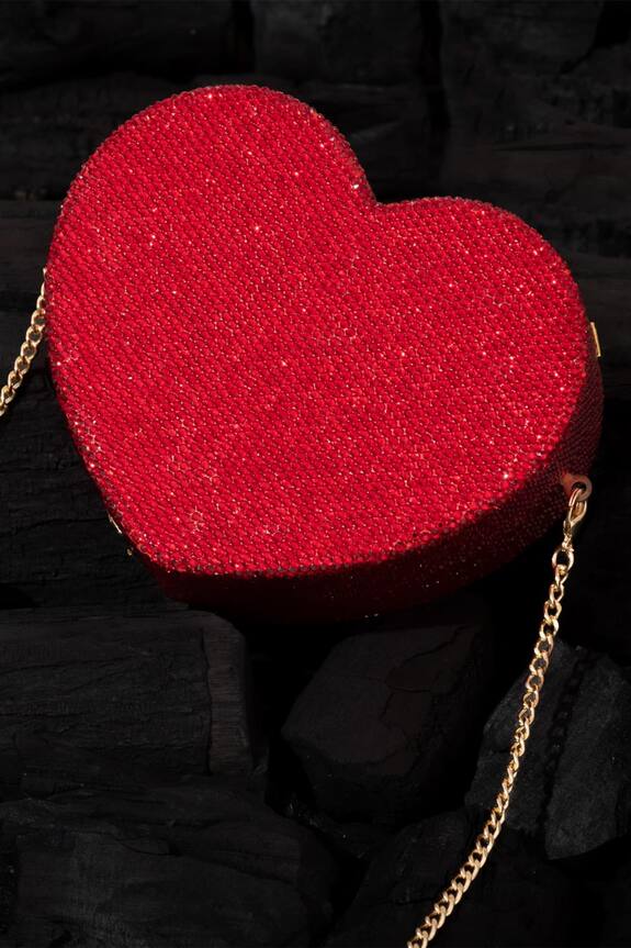 Buy Crystal Craft Heart Shaped Crystal Embellished Clutch Online Aza