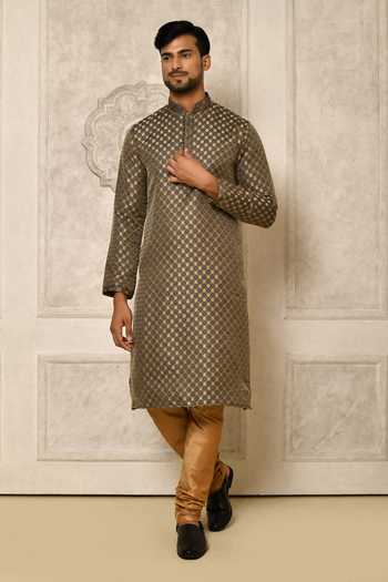 Grey Kurta Jacquard Pant