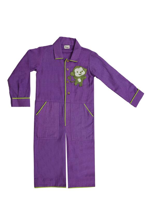Buy Mhysa Purple Goku Patchwork Embroidered Romper For Boys Online