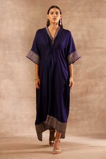 LONG V NECK KAFTAN WITH RING FRONT TRIM MEET ME IN MALLORCA