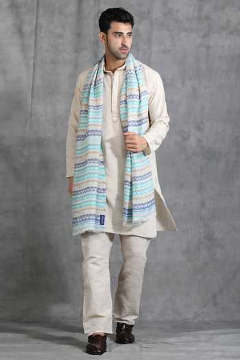 Sky Blue Zig Zag Stole PW2733 main image 1