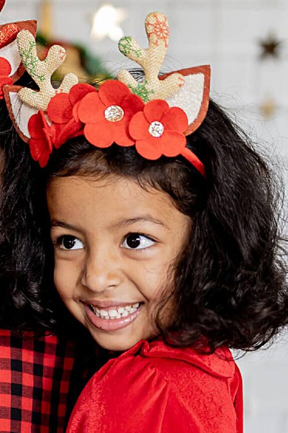 Buy The Peach Street Beige Reindeer Hairband For Girls Online | Aza Fashions