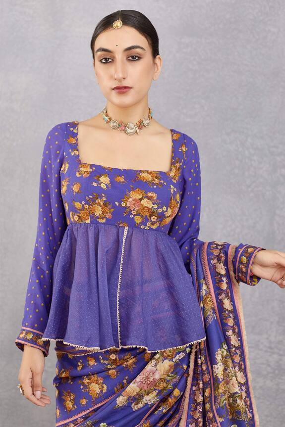 Buy Torani Purple Thin Handwoven Chanderi Jamuni Nagma Kedia Top Online