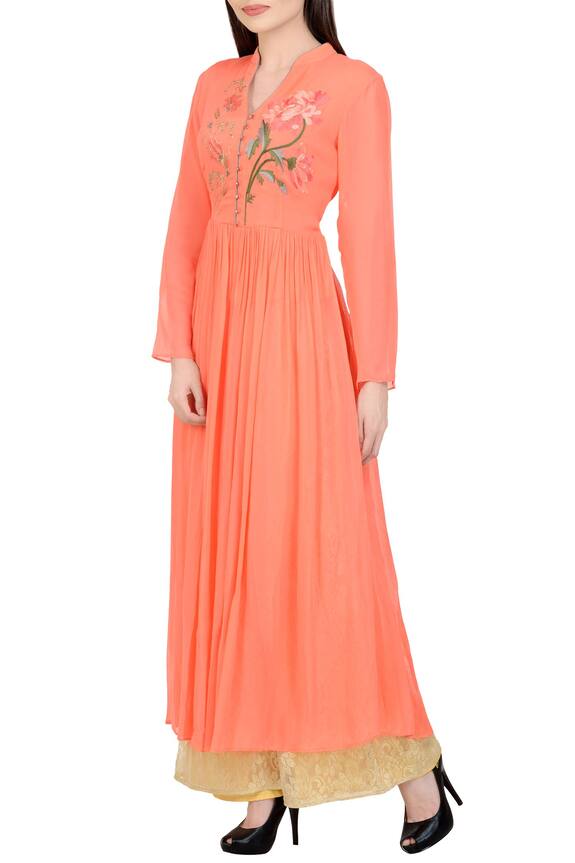 Adara Khan Peach Georgette Embroidered Anarkali And Palazzo Set 3