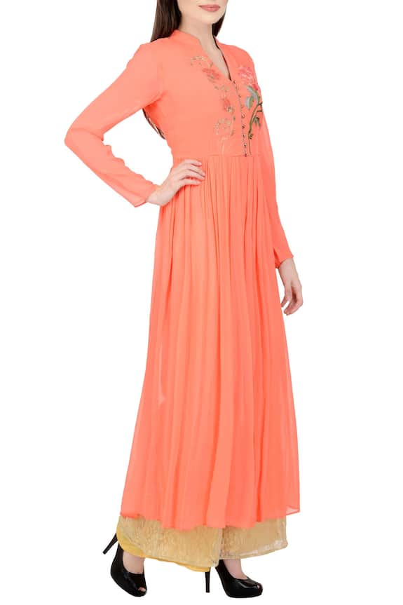 Adara Khan Peach Georgette Embroidered Anarkali And Palazzo Set 4