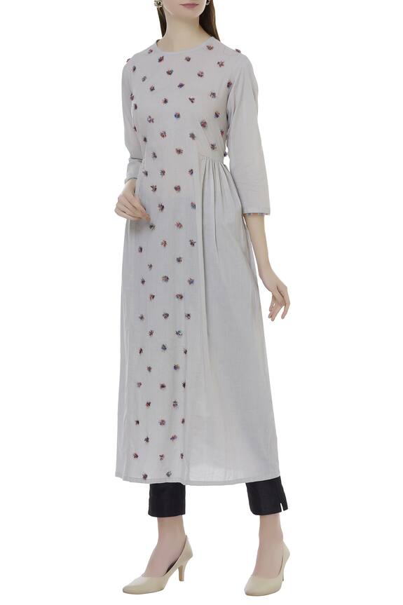 Buy Ilk Grey Cotton Embroidered Kurta Online Aza Fashions