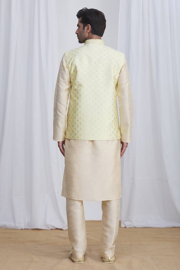 Buy Samyukta Singhania Green Banarasi Silk Nehru Jacket And Kurta Set ...