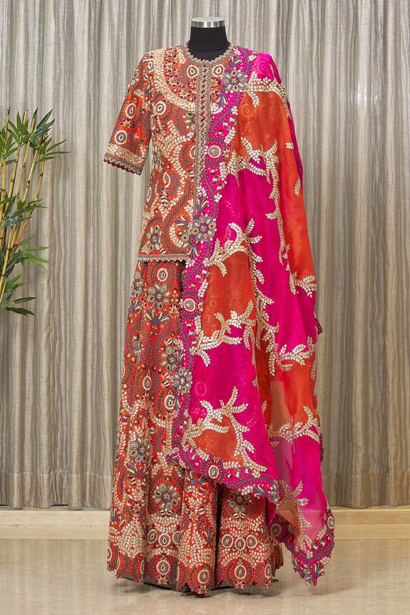Buy Anamika Khanna Embroidered Kurta Lehenga Set Online | Aza Fashions