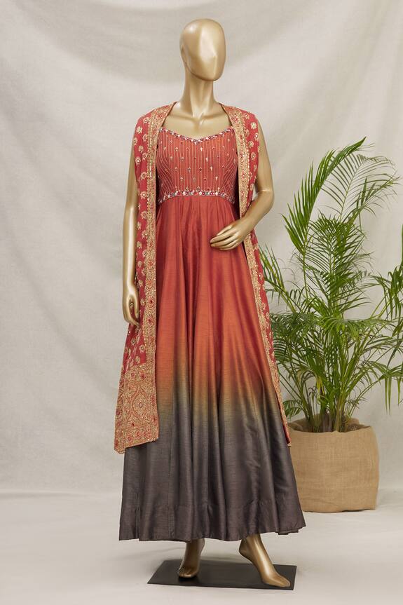 Buy Loka by Veerali Raveshia Embroidered Anarkali With Jacket Online