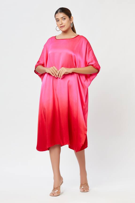 Rachana Ved Red Ombre Cowl Dress 0