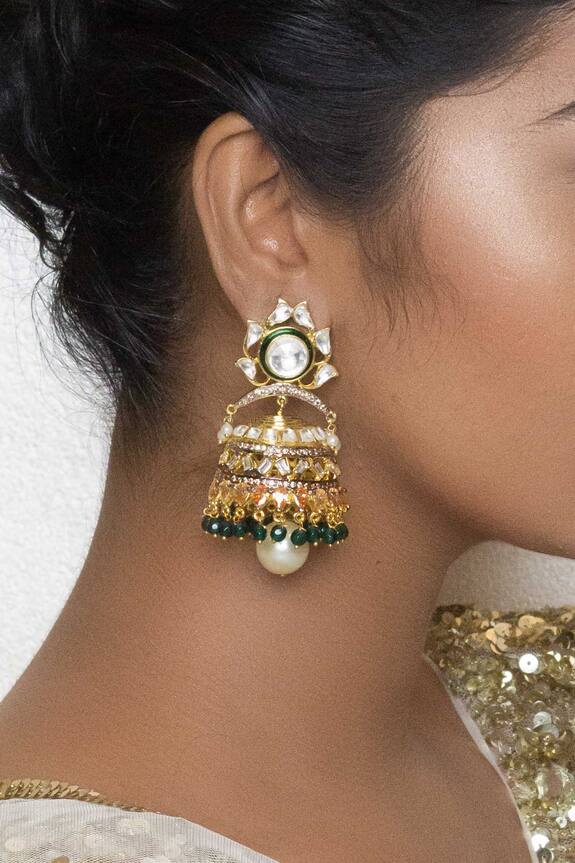 Nepra by Neha Goel Kundan Jhumka Earrings 0