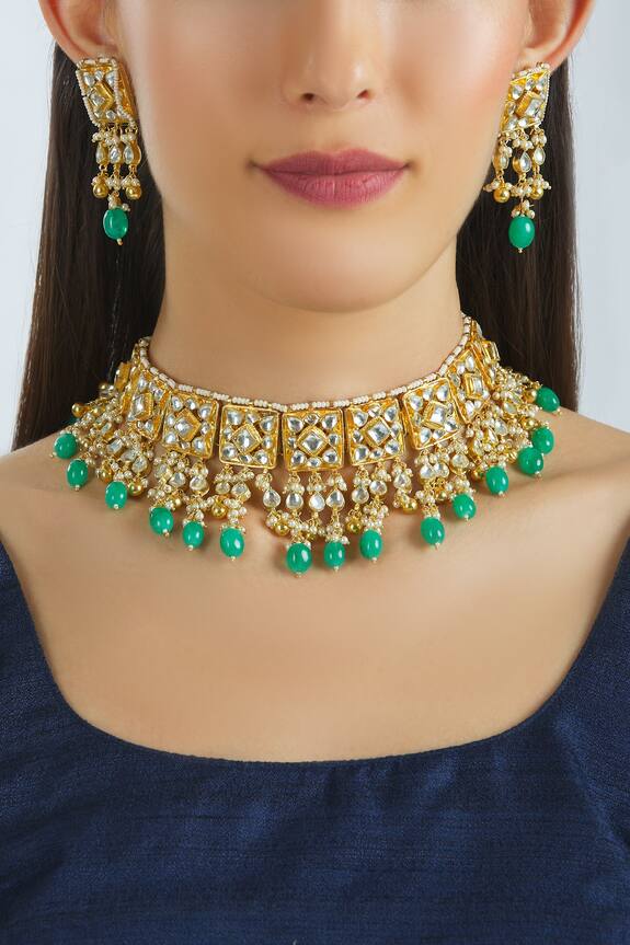 Moh-Maya by Disha Khatri Kundan Choker Necklace Jewellery Set 0