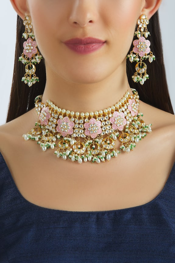 Moh-Maya by Disha Khatri Floral Choker Jewellery Set 0